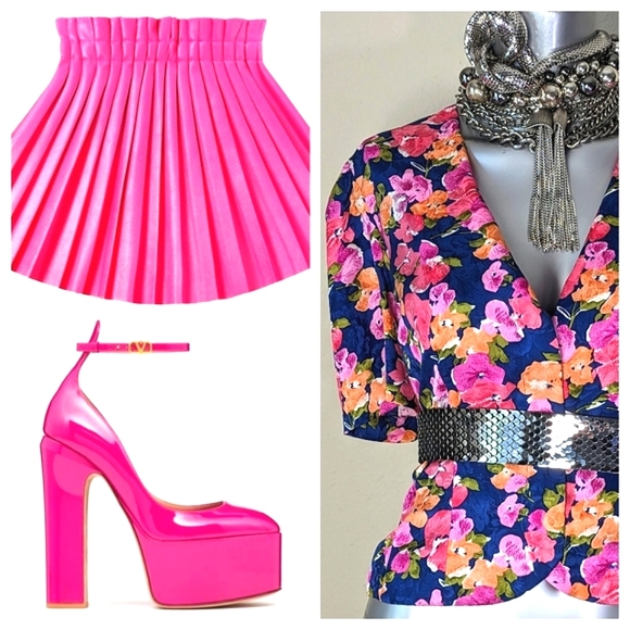 100% Silk Vibrant Bold Floral Print "Papell" Cropped Blouse Blazer - Picture 13 of 15